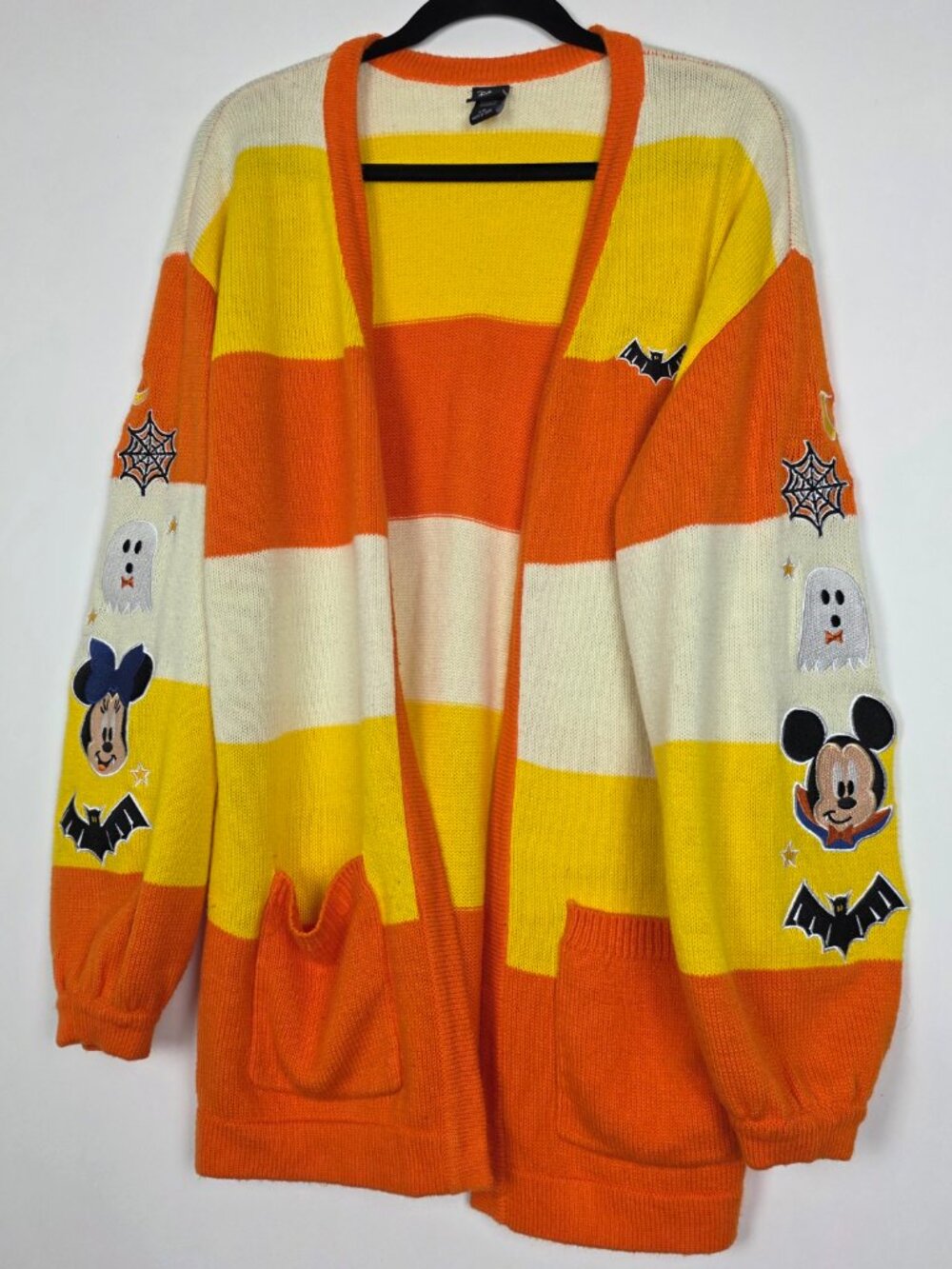 Disney Her Universe Candy Corn Halloween Mickey Womens Large Cardigan Sweater